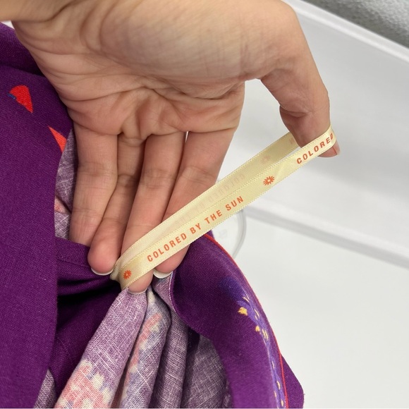 Farm Rio Purple Linen Blend Tropical Colorful Preppy Scalloped Mini Skirt Small - Picture 8 of 8